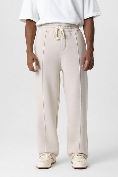 VAMOSCLO Stone Color Basic Baggysal Sweatpants - Λεπτομέρεια μπροστινής ραφής