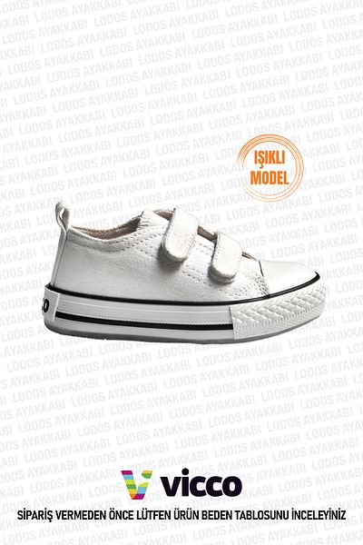 Vicco Pino Model Unisex Baby and Kids White Lighted Sports Shoes