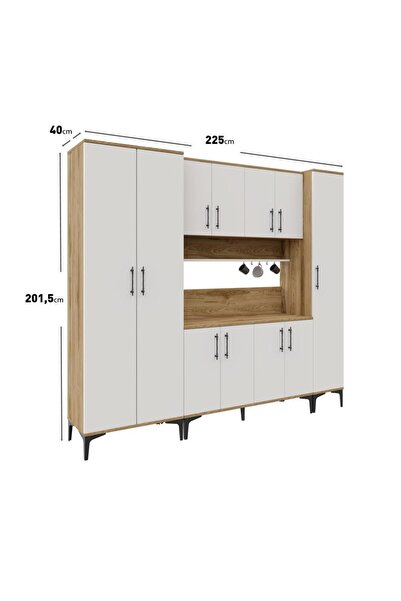 mapahomeliving Plain Metal Ayak Metal Kulp Pla11225 Kahve Köşesi 11 Kapaklı Çok Amaçlı Dolap Erzak Dolabı Kiler