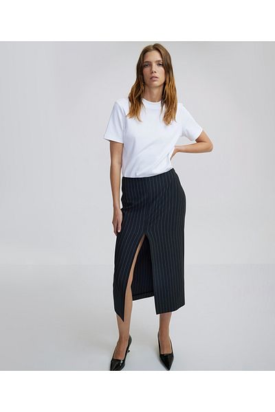 İpekyol Midi Length Striped Patterned Skirt