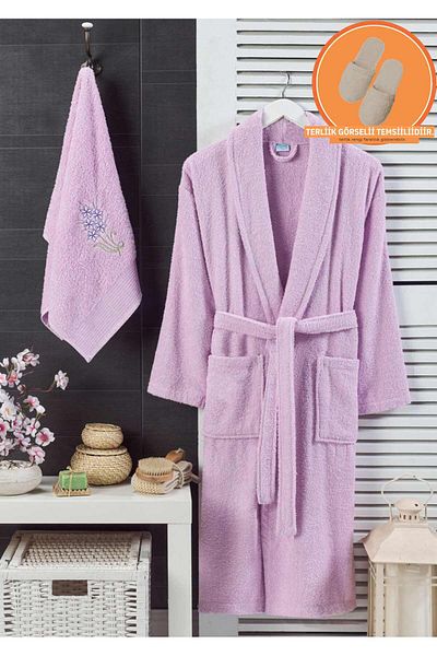Rebeka Unisex Lilac Towel Bathrobe Set of 2