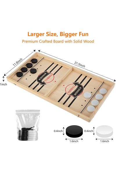 AWH Large Sling Puck Game, Wooden Hockey Table, Fast-Paced Slingshot Battle, Family Fun Game
