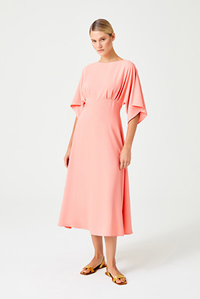 Jus De Pommes Somon Truvakar Kollu Volanlı Midi Boy Elbise