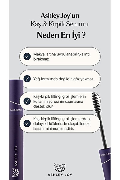 ASHLEY JOY Keratin Ve Biotin Içeren Besleyici Uzatıcı Doğal Bakım Kaş Kirpik Serumu 6 ml