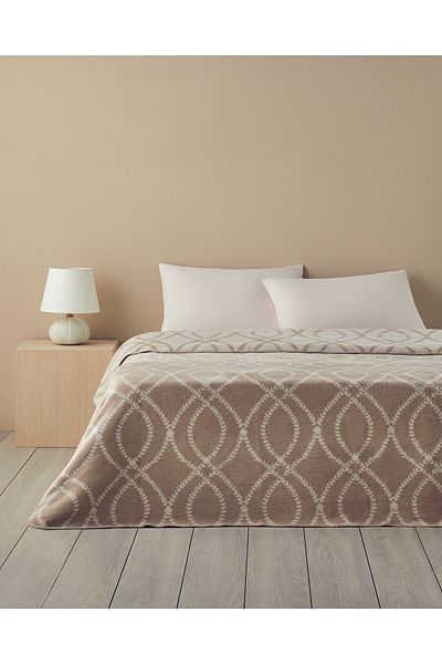 English Home William Beige Blanket - Cotton, Double, 200X220