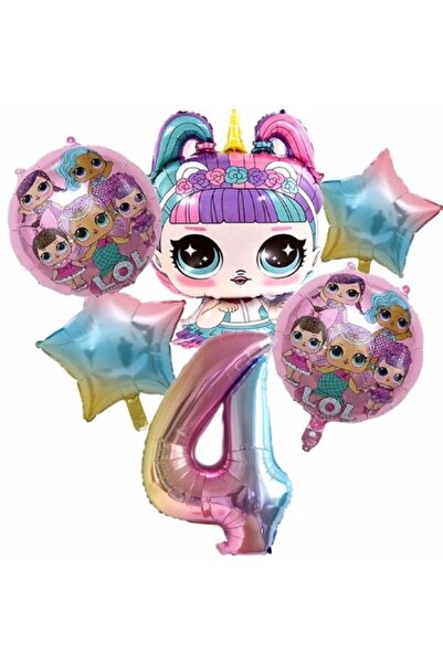 Parti Station Unicorn Lol Bebek Konsept 4 Yaş Balon Doğum Günü Set Yaş Balon Set
