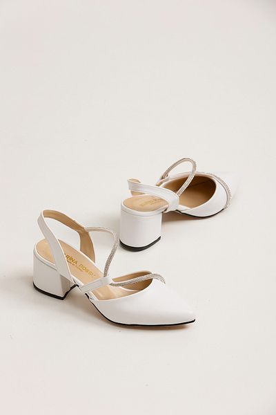 Santamarina Pantofi cu toc clasic Lily White Skin de damă