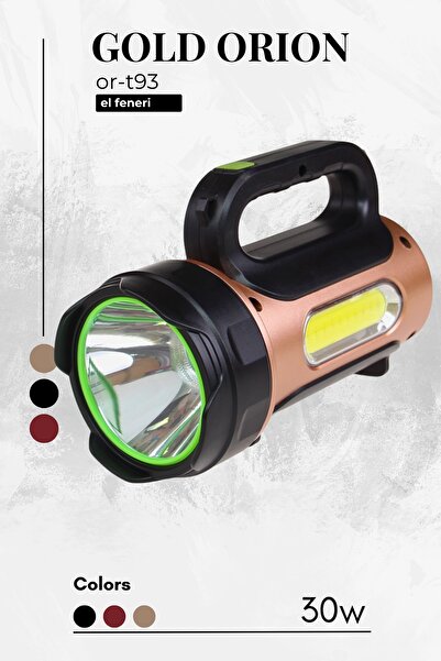 Gold Orion 30W Solar Powerbank Entegreli LED Fener - 20.000mAh Batarya, 1km Menzilli, Çok Modlu Aydınlatma