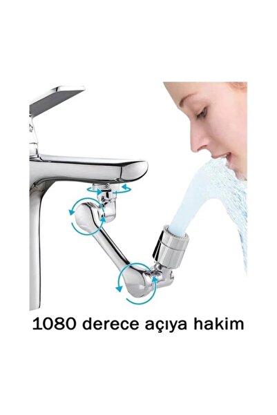 KRİZANTEM Her Yöne Dönebilen Musluk Ucu 2Fonksiyonlu Su Tasarruflu Mutfak Ban...