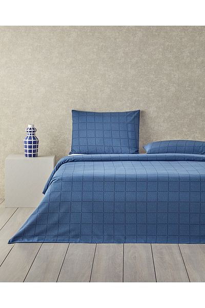 English Home Textured Check Easy-Iron dupla paplanhuzat szett 200x220 cm sötétkék