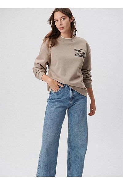 Mavi Γυναικείο φούτερ Beige Crew Neck - M1s10019 Moon Stone
