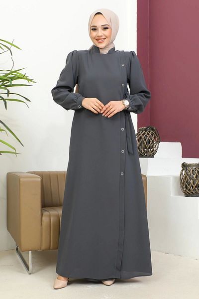 Nevayla Moda Anthracite Ferace - with Tie and Snap Detail