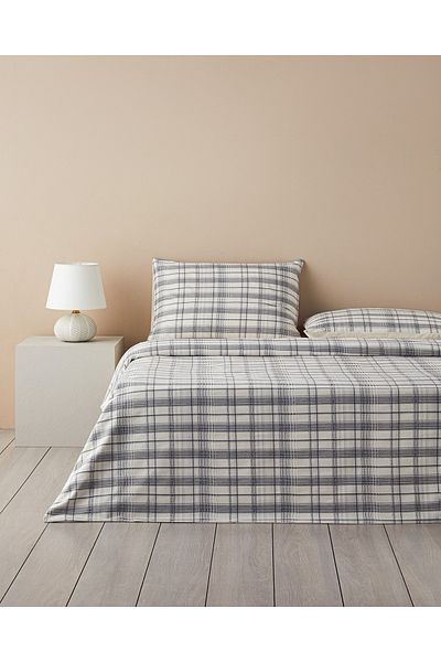 English Home Σετ Παπλωματοθήκη Διπλή Γκρι Βάφλα Check - 200x220 cm