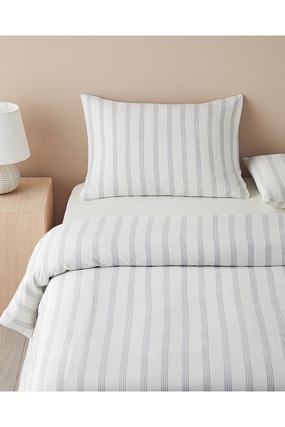 English Home King Size Bold Stitch Duvet Cover Set - 240X220 cm Dark Blue-Green Yarn