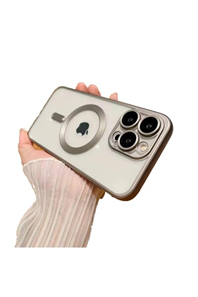 UnDePlus Apple Iphone 15 Pro Max Kılıf Magsafe Kamera Lensli Korumalı Şeffaf Silikon Kapak