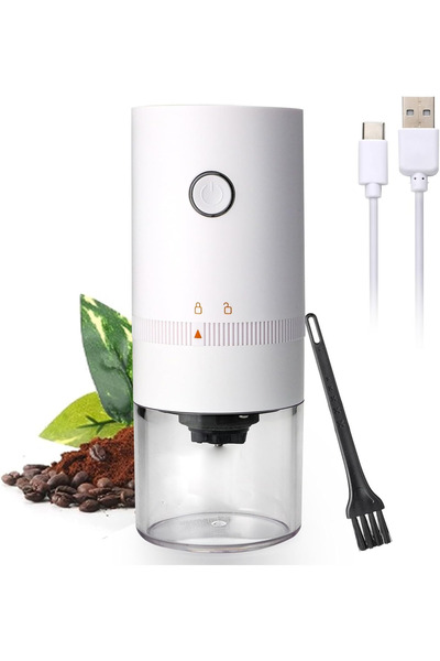 Arabest مطحنة قهوة كهربائية، شحن يو إس بي، محمولة وقابلة للتعديل، للاستخدام المنزلي والمكتب والسفر، لون أبيض