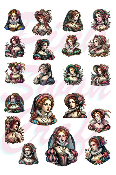 Pink Swan Craft مجموعة ملصقات نسائية عتيقة من عصر النهضة، مجلة رصاصة، ملصقات ...