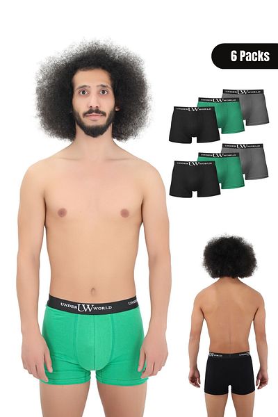 UNDERWORLD Ανδρικά άνετα, μη αναδιπλούμενα Premium Boxer Lycra Boxer 6 συσκευασιών