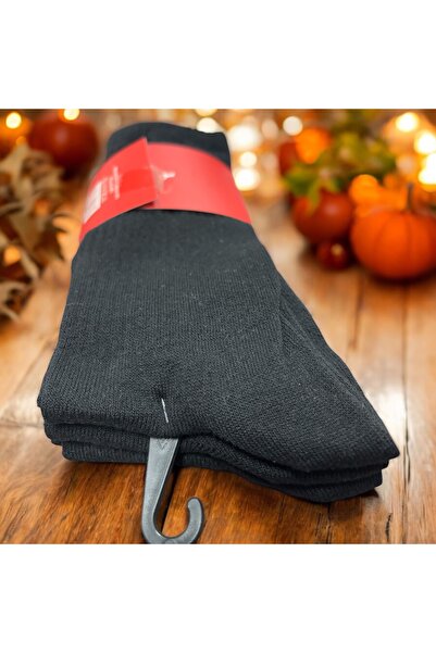 MESUT 3’lü Çift Unisex Siyah Cotton Socks Pamuk uzun Çorap