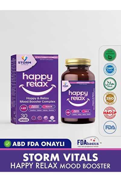 STORM VİTALS Happy Relax (5-HTP, MAGNEZYUM, BİTKİSEL EKSTRELER) 30 Kapsül