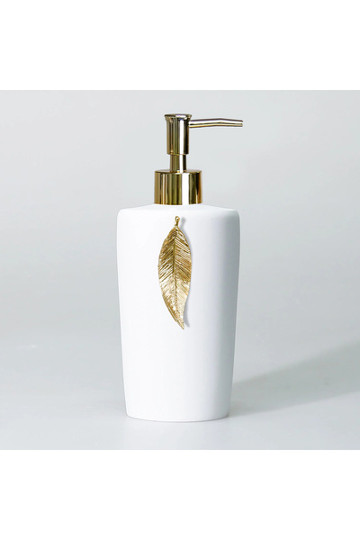 Selim White Gold Leaf Trash Can