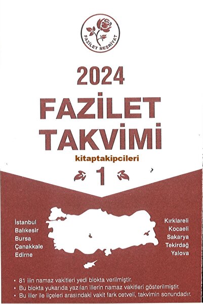 Elif Kitabevi 2024 Yılı Fazilet Takvimi 365 Yapraklıdır Dikkat 2024 Dür Kartonsuzdur