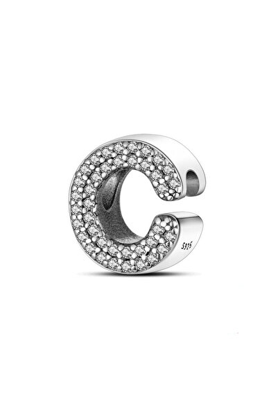 Fubena Taşlı C Harf Gümüş Charm