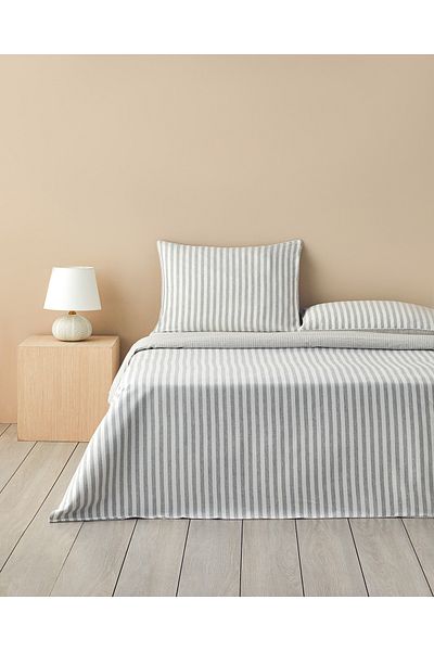 English Home Σετ Παπλωματοθήκη Γκρι Διπλό Pure Waffle - Βαμμένο με νήματα