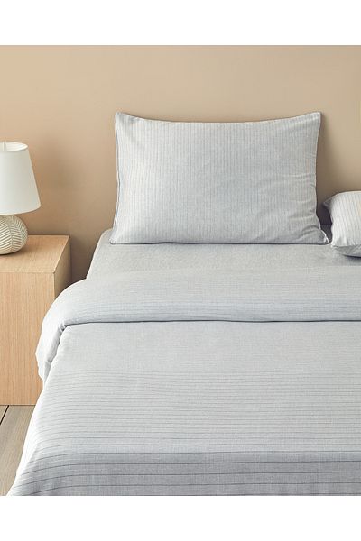 English Home Ασημί Χρώμα Διπλό Κομψό Σετ Παπλωματοθήκης - Βαμμένο με Νήματα
