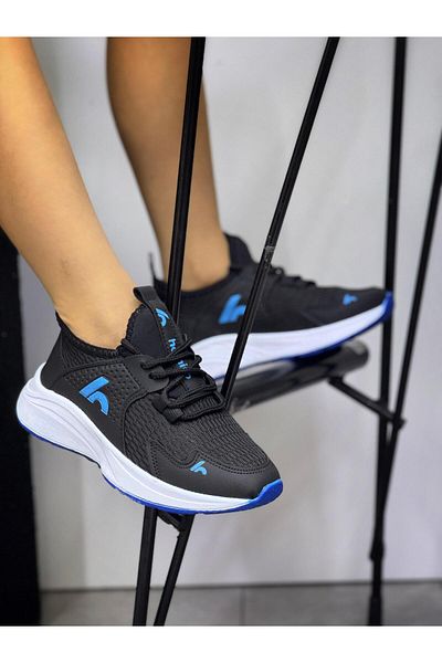 homiro Unisex Children's Sneakers - Lace-up, Black-blue