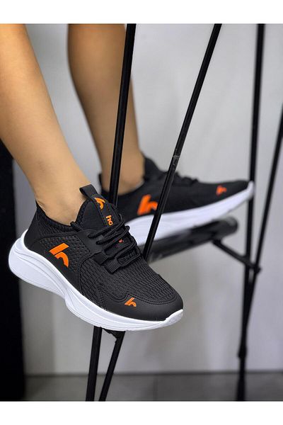 homiro Unisex Children's Sneakers - Lace-up, Black-orange