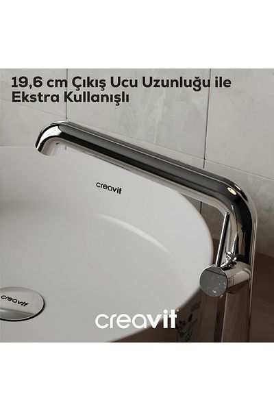 Creavit Flow Chrome Long Sink Faucet - Fl6500 Model