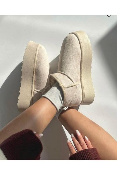 Zuum Γυναικείες μπότες Storm Mini Size Thick Sole - Beige Suede