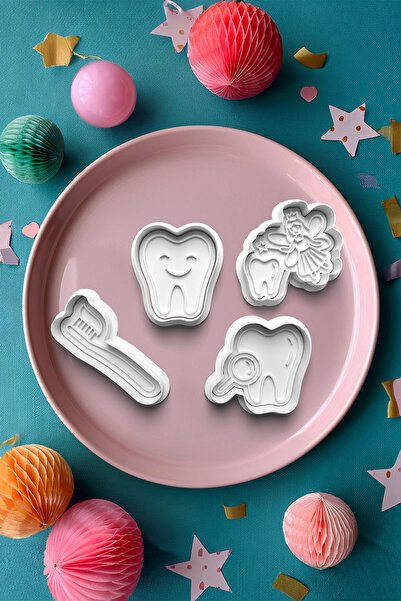 Kirpilab مجموعة من 4 قطع من قوالب الكوكيز وتشكيل العجين - قمح الأسنان، جنية ا...