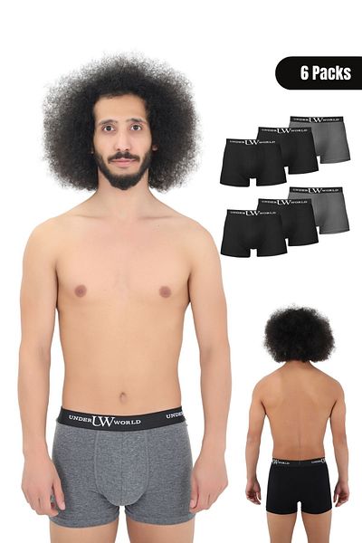 UNDERWORLD Ανδρικά άνετα, μη αναδιπλούμενα Premium Boxer Lycra Boxer 6 συσκευασιών