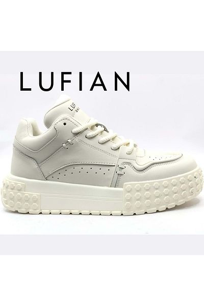 Lufian 112230206   Burton Sneaker - Ανδρικά casual δερμάτινα κλασικά ΛΕΥΚΑ παπούτσια