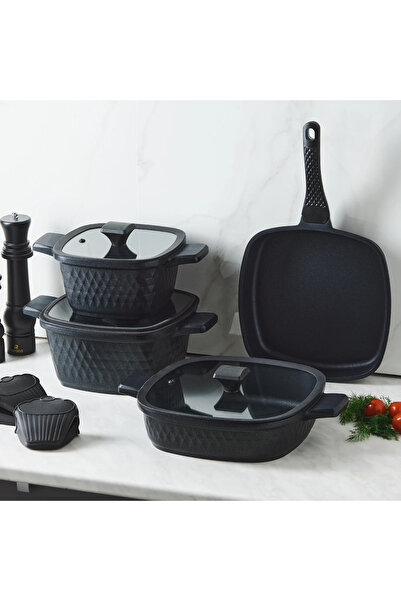 Karaca BioDiamond Döküm Kare 7 Parça Tencere Seti