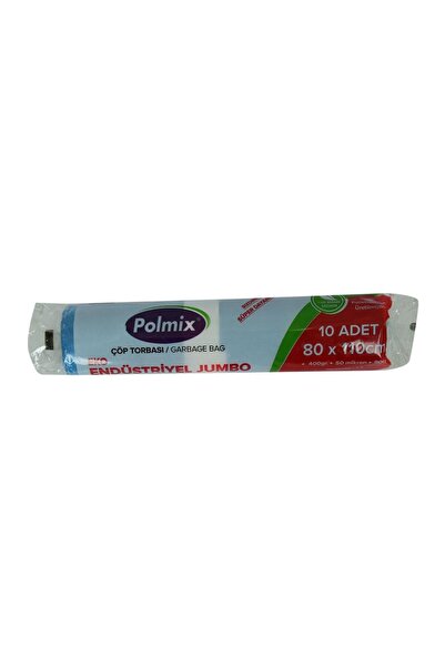 Polmix كيس قمامة جامبو صناعي صديق للبيئة 80x110 سم 400 جرام أزرق 10 قطع