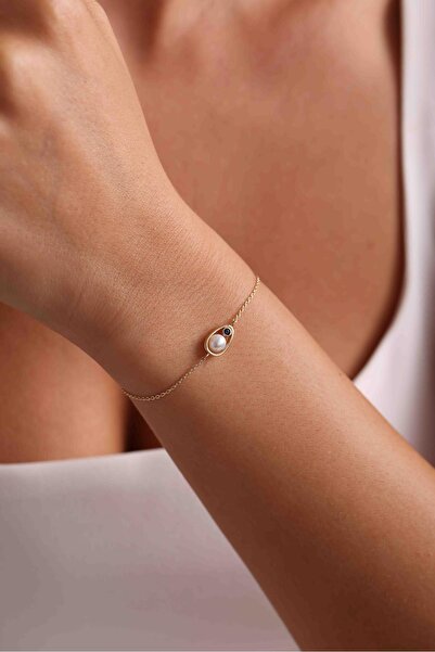 Bayar Gold 14 Ayar Altın Zarif İnci Bileklik