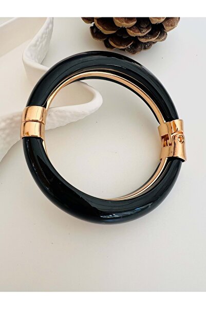 ACAR TAKI Black Enamel Vintage Bone Handcuffs - Acr2426