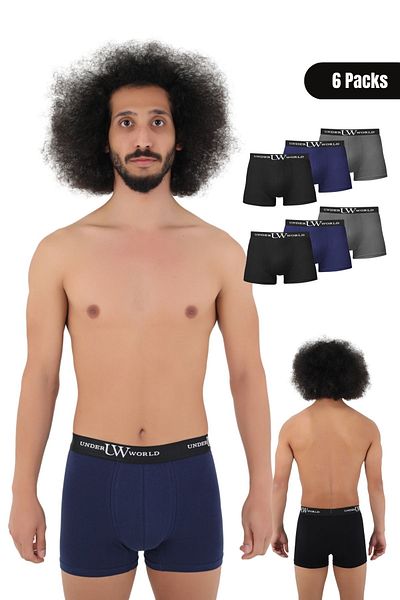 UNDERWORLD Ανδρικά άνετα, μη αναδιπλούμενα Premium Boxer Lycra Boxer 6 συσκευασιών