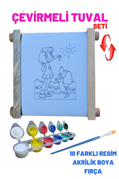 letgotoys Tuval Çevirmeli Ahşap 10 Farkı Model 10Ml Akrilik Boya Set 6'lı 1 F...