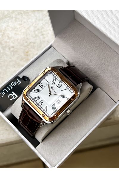 Ferrucci Men's Watch with Leather Strap 3 Atm 2 Years Warranty, Bracelet Gift