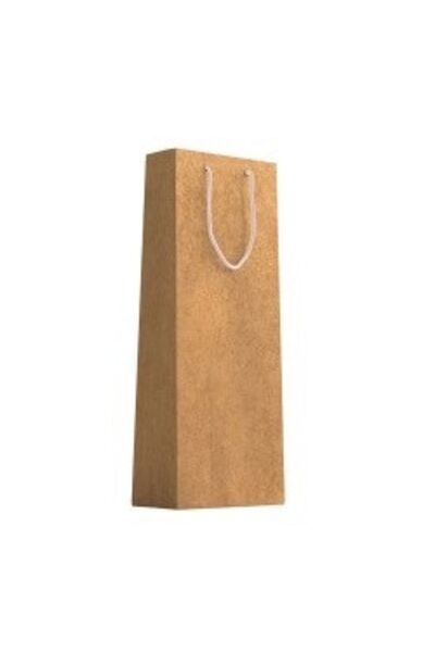 Muka 10 Adet Naturel -Kraft Lüks Karton Çanta 12x35x8 cm Pakette -Alkollü Şiş...