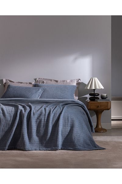 Madame Coco Blue Feolette Double Bedspread
