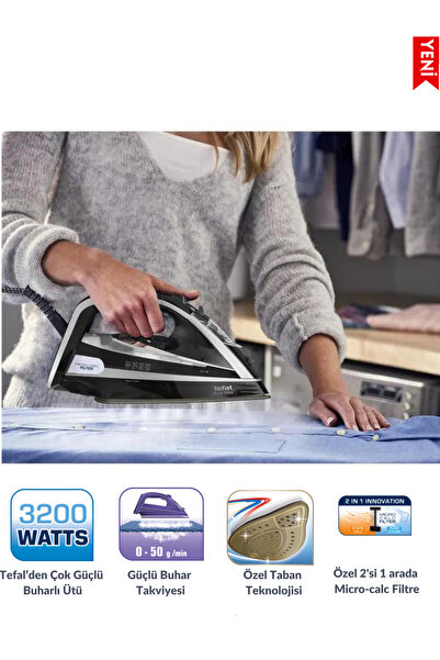 TEFAL 3200W Özel Tabanlı Ultra Buhar Performanslı Kireç Avcısı Buharlı Ütü - Yeni Seri