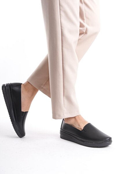 Butik Kadın Düz Loafer Rahat Taban Tam Kalıp Yuvarlak Burun Comfort Ayakkabı