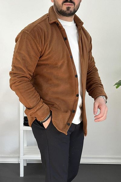Edwox Καφέ Slim Fit Ανδρικό πουλόβερ Fleece - Edw228