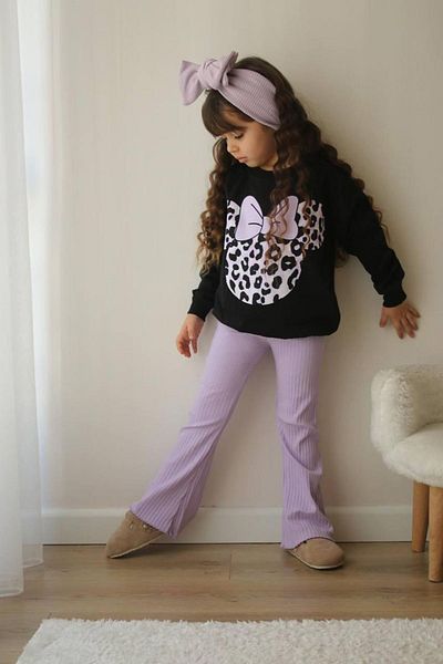 Minigimin Cicileri Leopard Print My Toddler's Flowers 2 Yarn Set for Girl - Lilac