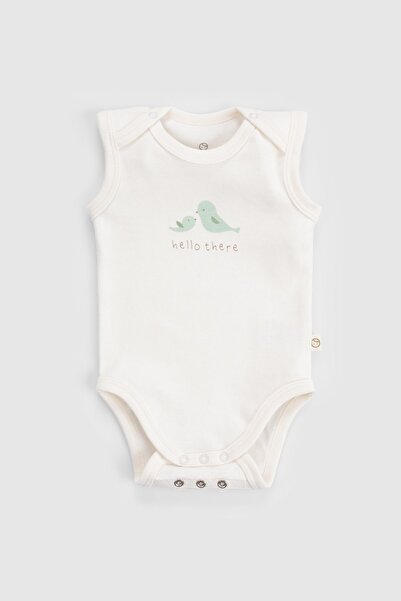 Little Gusto 2-Piece Organic Cotton Snap Fastener Twig Ecru Baby Undershirt Set